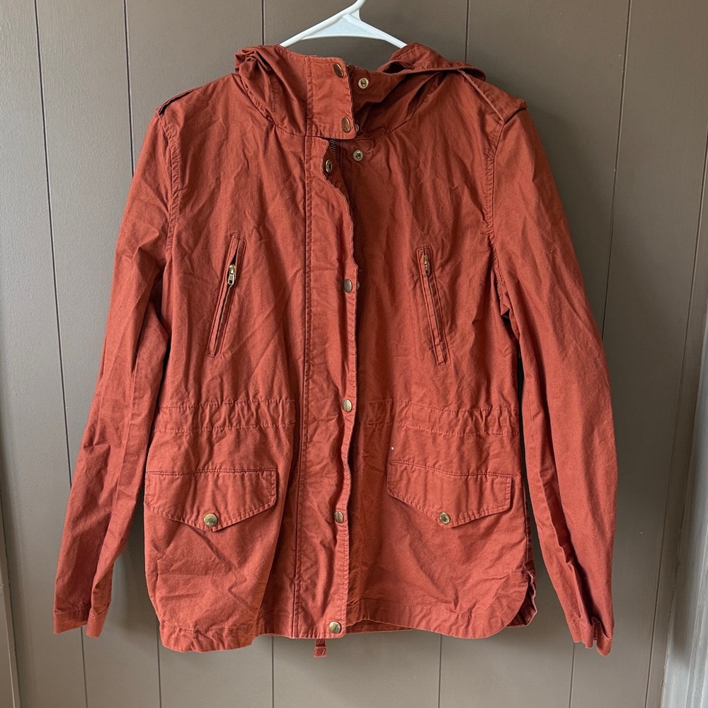 Women's Rust Orange Hooded Jacket - Picture 2 of 4